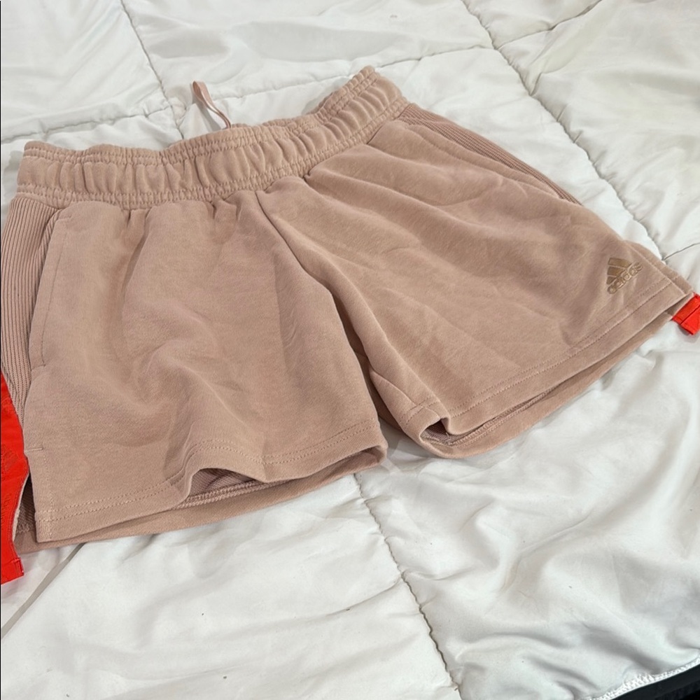 Adidas Tan Athletic Shorts with Elastic Waistband